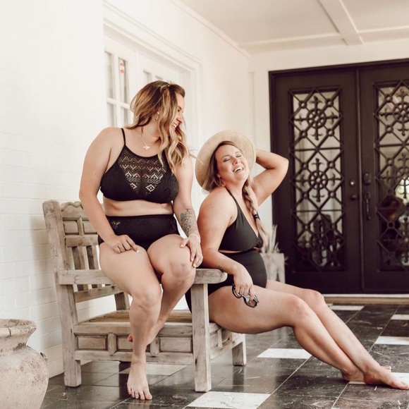 Strap Merged Wide Stripe Front Black Swim Top Crop Top Bikini Bra - Picture 5 of 10